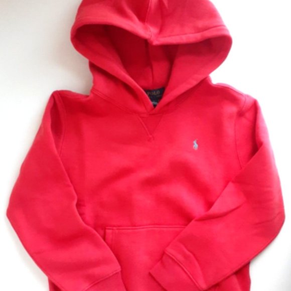 NWT Polo Ralph Lauren Boys Size 7 RED Fleece Pullover Hoodie w/ Gray Pony NEW - Picture 5 of 6